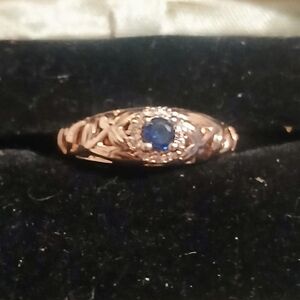 Delicate Rose Gold Ring with Blue Sapphire Accent